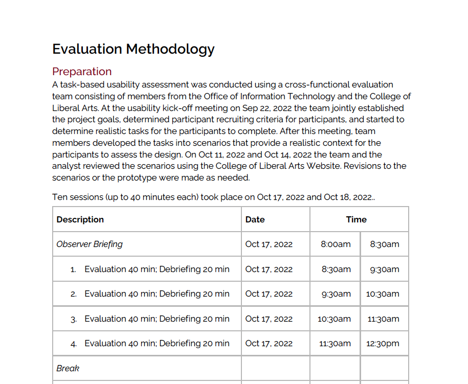Usability Evaluation Screenshot